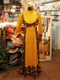 70's Vintage mushroom Dress （ブラウンxイエロー）