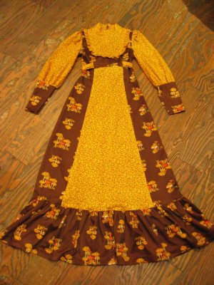 画像4: 70's Vintage mushroom Dress （ブラウンxイエロー）