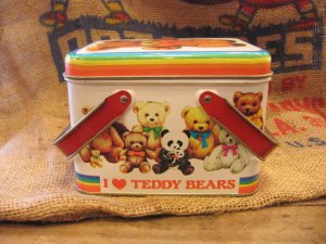 画像2: TEDDY BEARS　ハンドル付き　アンティーク缶　（ホワイト）