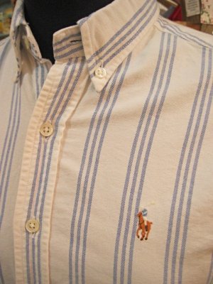 画像2: 「Polo (by Ralph Lauren)」ボタンダウン ストライプシャツ（ホワイト）
