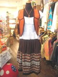 Vintage  メキシカン刺繍　フレアスカート　（ブラウン）