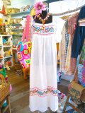 60's　Vintage  クロスステッチ  Hippie　ドレス （オフホワイト）