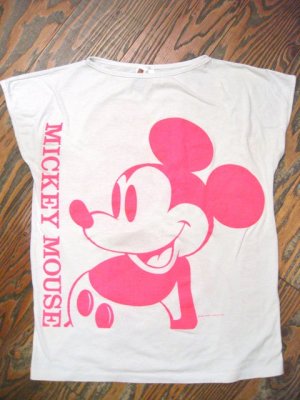 画像3: USED 　Mickey 　ポージング　Tシャツ （ホワイト×ネオンピンク）