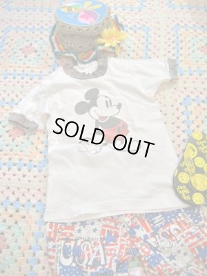 画像1: ★★20%OFF★★　USED  Mickey  トリムTシャツ  T110〜（ホワイト×グレー　）