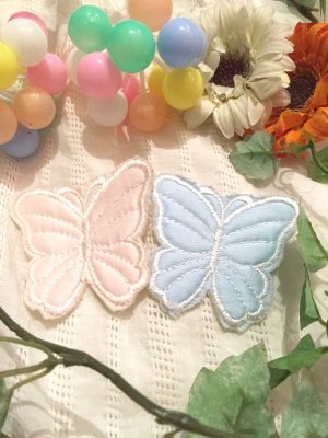 画像1: Vintage   Butterfly    キルティング   ワッペン   (2color)