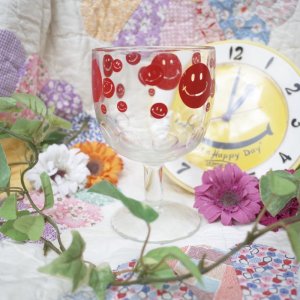 画像1: レア☆70'sVintage“Smile”Goblet glass（red）