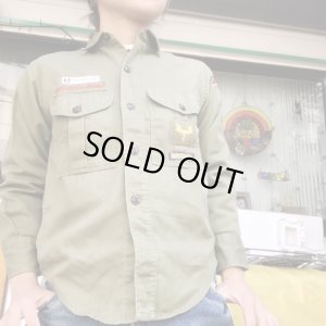 画像1: 60'sVintage Boy Scout Cotton　shirt （khaki）