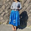 ★20%OFF★ 70's Vintage  チャイナ刺繍　サテン スカート （ブルー）