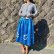 画像1: ★20%OFF★ 70's Vintage  チャイナ刺繍　サテン スカート （ブルー） (1)