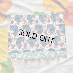 画像4: Handmade  Check＆Mushroom柄 ミニ サロンエプロン（レッド×ブルー）