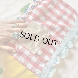 画像5: Handmade  Check＆Mushroom柄 ミニ サロンエプロン（レッド×ブルー）
