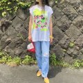 USED  Mickey ＆ Minnie ネオンカラー Tシャツ （ホワイト）