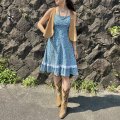 70's Vintage 小花柄 キャミワンピ（サックス）