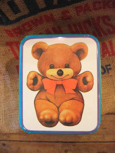 画像1: TEDDY BEARS　ハンドル付き　アンティーク缶　（ホワイト）