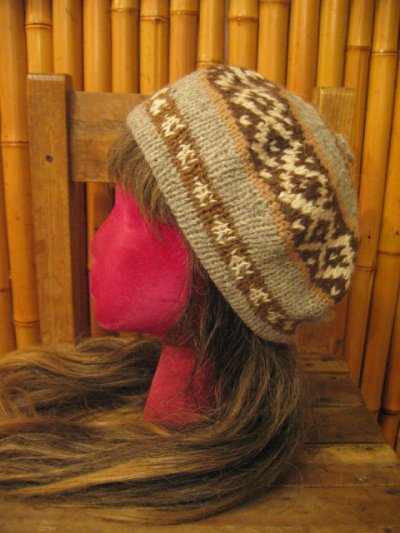 画像2: アルパカ民族柄　ベレー帽　(チャコール)