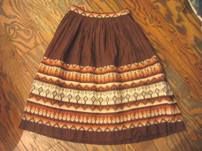 画像3: Vintage  メキシカン刺繍　フレアスカート　（ブラウン）