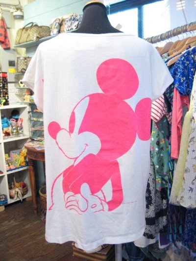 画像2: USED 　Mickey 　ポージング　Tシャツ （ホワイト×ネオンピンク）