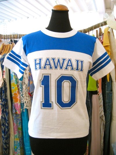 画像1:  Hawaii ナンバリング  Tシャツ（ホワイト×ブルー）