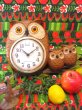 画像1: 60's Vintage  OWL  Family   壁掛け時計　（ブラウン） (1)