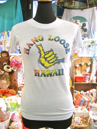 画像1: HANG  LOOSE  HAWAII  Tシャツ （ホワイト×レインボー ）