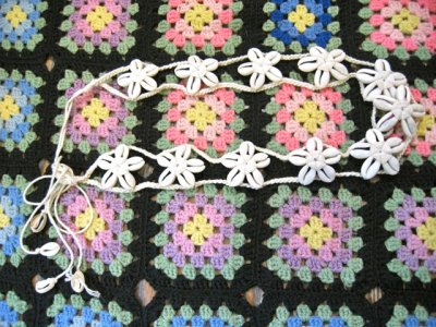 画像2: フラワーデザイン　シェル 　編み編み　飾りベルト　（ホワイト）
