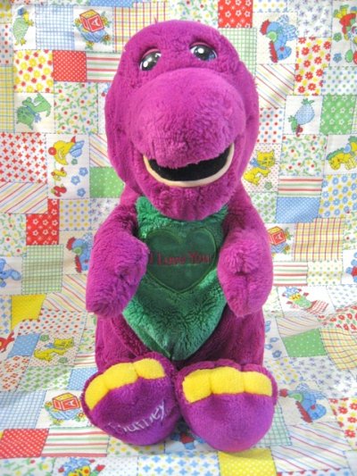 画像1: OLD  「Barney」　“I Love You”   ぬいぐるみ （グレープ）