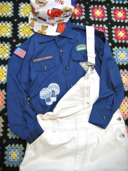 画像1: 70's “mushroom”Boy Scout shirt （navy） (1)