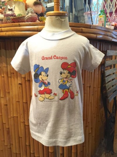 画像1: USED  「Mickey&Minnie」  Grand Canyon   Tシャツ　（ライトグレー／T100〜）