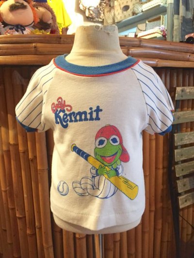 画像1: 70's  Vintage   「Baby  Kermit」ベースボール   Tシャツ　（ホワイト／T90）