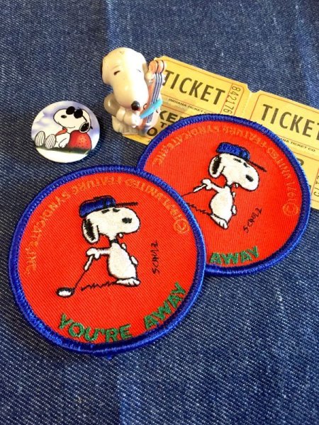 画像1: 「SNOOPY」Vintage GOLF Round ワッペン　（Red） (1)