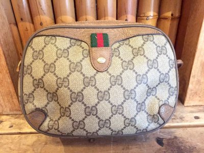 画像1: OLD GUCCI　ラウンド miniショルダー（べ−ジュ）プチシェリー