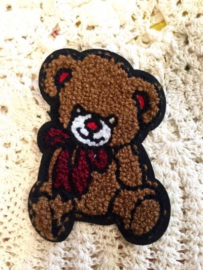 画像1: もこもこクマちゃん　刺繍ワッペン