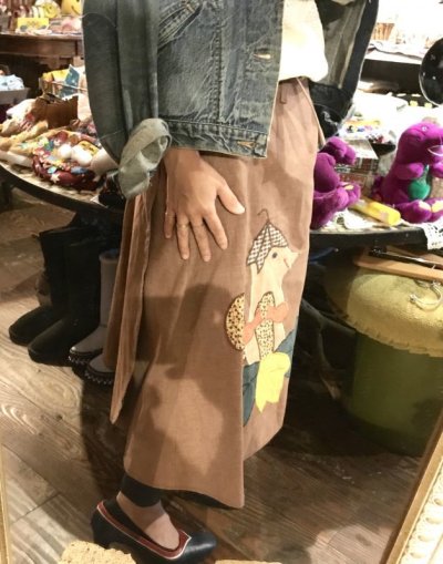 画像2: 70's Vintage リスさんパッチ ラップスカート　（モカ）