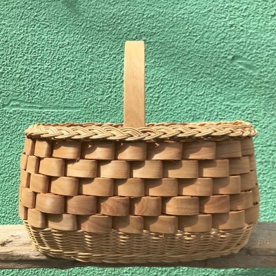 画像1: Wood&Rattan ランチ カゴバスケット (ベージュ）