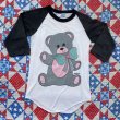 画像6: 80's OLD Bigリボン おめかしクマちゃん ラグランTシャツ (ホワイト×ブラック) (6)