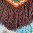 画像10: 70's Vintage Flower ＆ fringe Design Knit Poncho（オレンジ×ブラウン） (10)