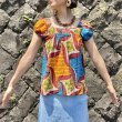画像2: OLD African Batik チュニック（オレンジ×ブルー×etc） (2)