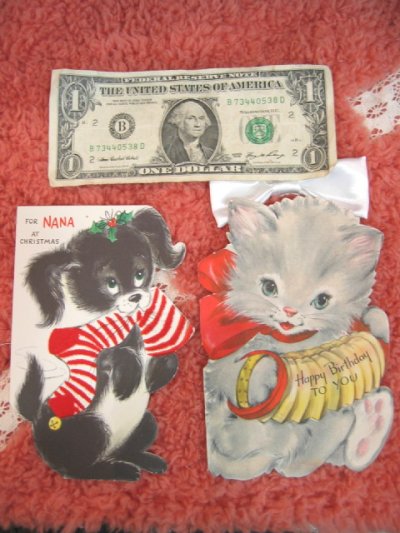 画像1: Vintage X'mas Card　（Cat/Dog）