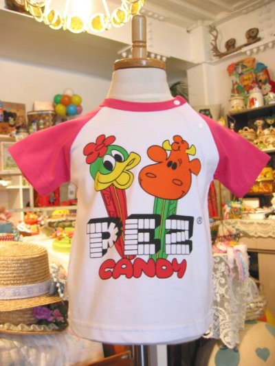 画像1: PEZ CANDY Tシャツ (T80,90/ホワイト×ピンク)