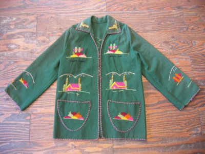 画像3: 70's Vintage メキシコ刺繍ジャケット　 (グリーン）