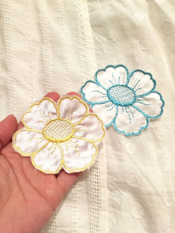 Vintage Flower刺繍 シルクサテン ワッペン (2color) - ∞ SOL ∞