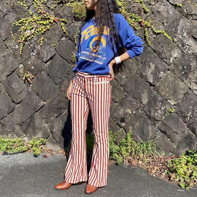 70's　ストライプ　Vintage Bell Bottom パンツ W34